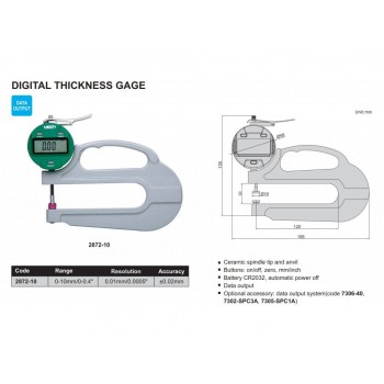Comparator digital pentru masurarea grosimiilor cu potcoava adanca 0-10/0.001 mm